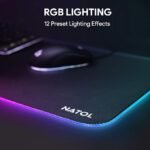 NATOL RGB Gaming Mouse Pad, Large XL Mouse Pad with 12 Lighting Effects, Non-Slip Rubber Base, Smooth Surface, for Keyboards and Mice, PC and Laptops, 800 x 300 mm - Image 2