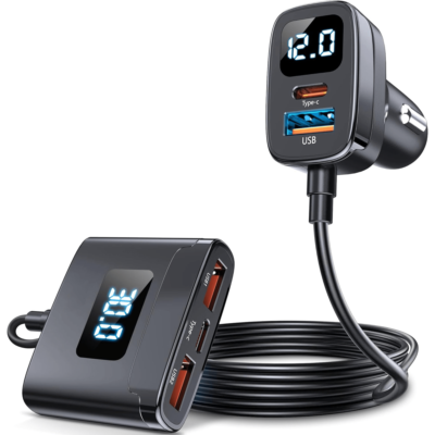 Awei C-853 150cm Front/Rear Car Charger 12-24V Quick Charge LED Indicator