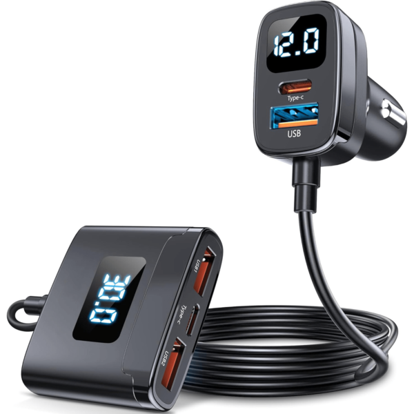 Awei C-853 150cm Front/Rear Car Charger 12-24V Quick Charge LED Indicator