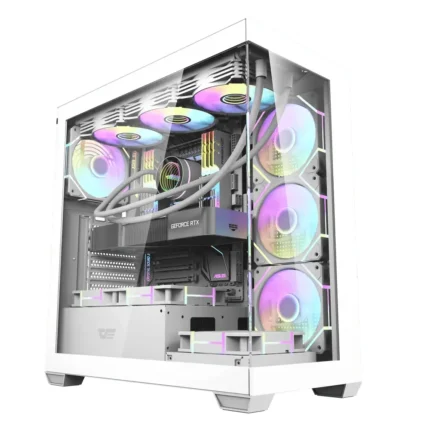 DarkFlash DS900 Glass Mid-Tower 4 ARGB Fans ATX Case – White