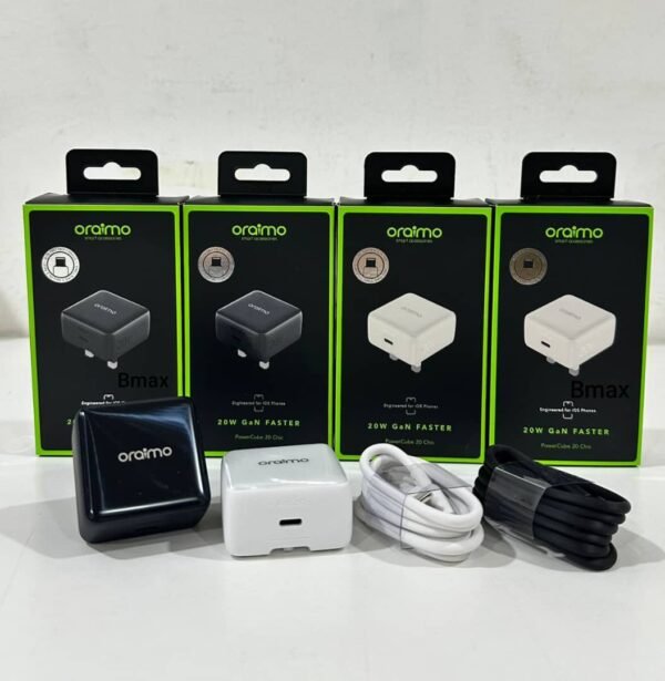 Oraimo OCW-5201E+CL55 PowerCube 20 Chic 20W GaN Wall Charger Kit with Type-C to Type-C Cable
