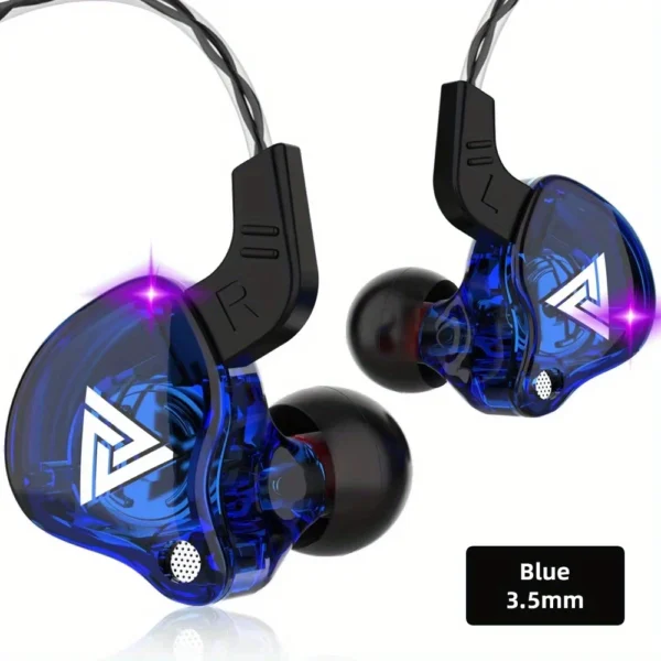 QKZ AK6in Ear Earphone 6 Dynamic Driver Unit Headphone with Mic Stereo Sports HIFI Subwoofer Headset Monitor Earbuds 3.5mm(WHITE/BLUE) - Image 2