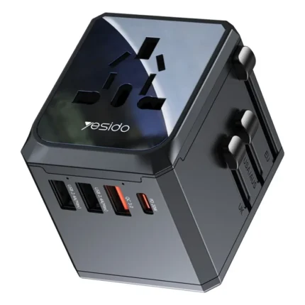 Yesido MC24 20W 3 USB + Type-C Ports Multi-function Universal Travel Adapter Plug - Black