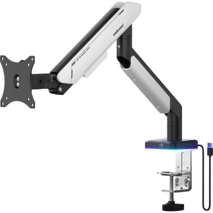 AndaSeat Stealth Pro II RGB Ergonomic Single Monitor Arm - Silver White