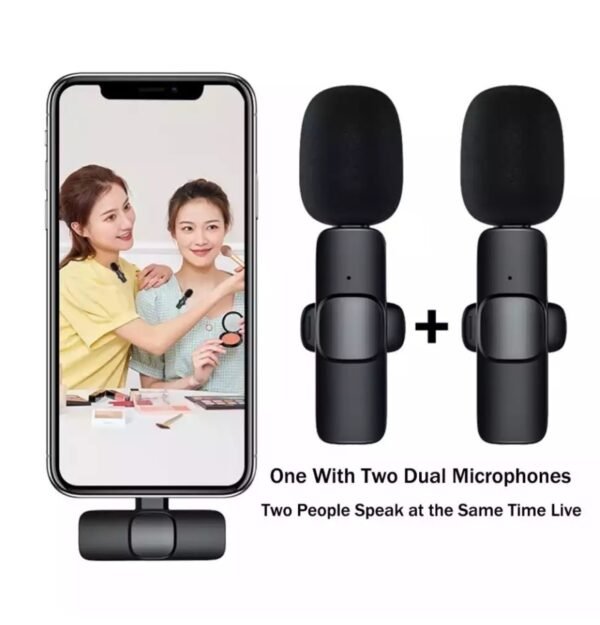 K9 Dual Wireless Lavalier Collar Microphones C-Type & iPhone