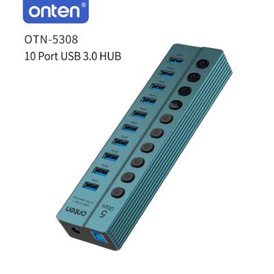 Onten OTN-5308 USB 3.2 Gen 1 10-port Hub With Separate Buttons