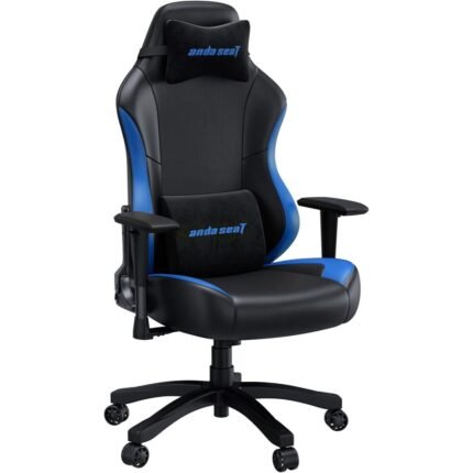 Anda Seat Luna Large Fabric Gaming Chair with Folding Recliner Seat - Black & Blue