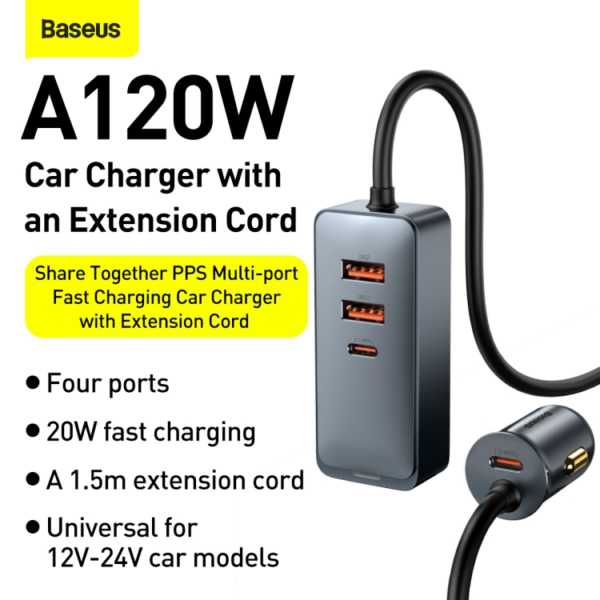 Baseus CCBT-A0G Share Together PPS multi-port Fast charging Car Charger