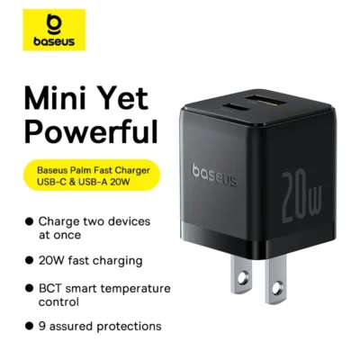 Baseus P10111609113-01 Palm Series U+C PD 20W Fast Charger