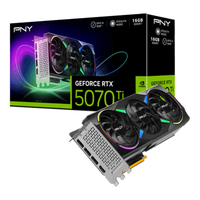 PNY GeForce RTX 5070 Ti 16GB Epic-X RGB Plus OC Overclocked Triple Fan ARGB Graphics Card