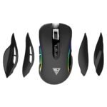 iNSIST DM-7800 Wired Gaming Mouse 1000 DPI Two RGB Light Strip Replaceable Magnetic Side Skirts UV Type Skin Coating.