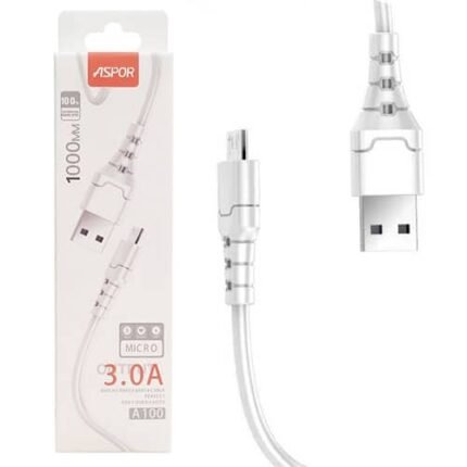 Aspor A100 Micro Fast Charging Data Cable 3A 1M - White