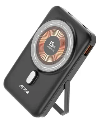 Aspor A327 10000mAh 22.5W MagSafe Power Bank with Cables & Stand