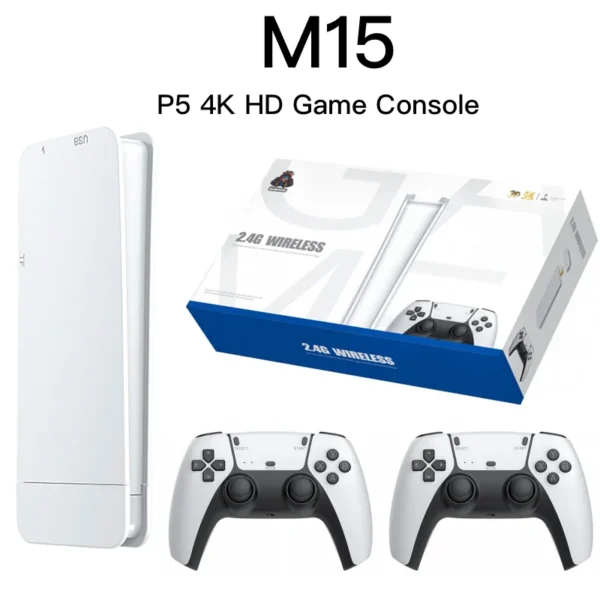 M15 Game Stick Pro 4K Console 64GB with Dual 2.4G Wireless Controllers – 20000 Games