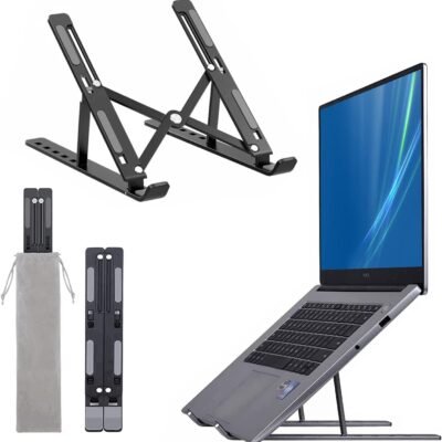 Portable & Foldable Aluminium Laptop Stand - Black