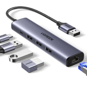 UGREEN 60554 USB 3.0 to Ethernet Adapter 5-in-1 Multiport Hub