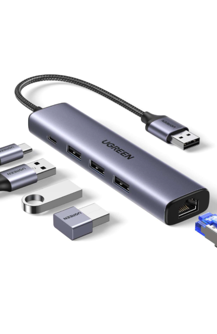 UGREEN 60554 USB 3.0 to Ethernet Adapter 5-in-1 Multiport Hub