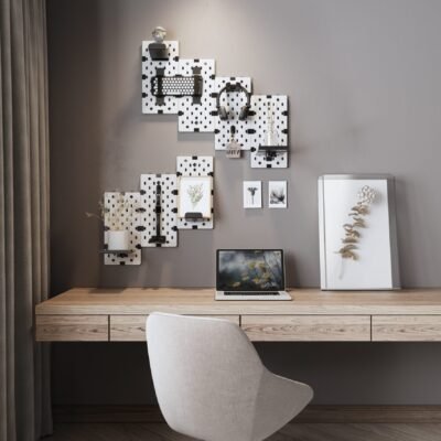 MXG PB-07 Wall Mounted Modular Gaming 7Pcs Pegboards - White
