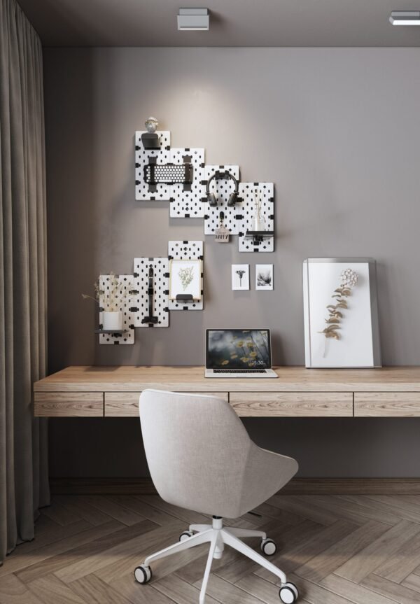 MXG PB-07 Wall Mounted Modular Gaming 7Pcs Pegboards - White