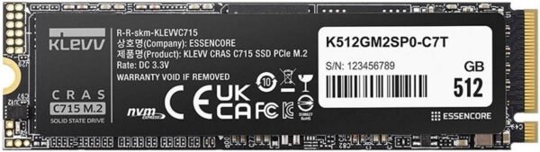 KLEVV CRAS C715 512GB M.2 2280 NVMe PCIe Gen3x4 Laptop & Desktop