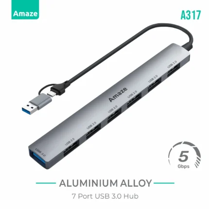 Amaze A317 USB + Type-C to 7-Port USB 3.0 Hub