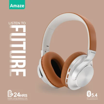 Amaze A650 Strong Bass Wireless Headphone 24Hrs Battery - Slv/Brown