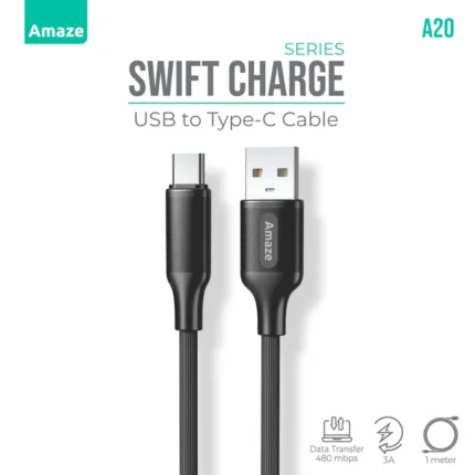 Amaze A20 Swift Series USB to Type C 3A Cable 1m