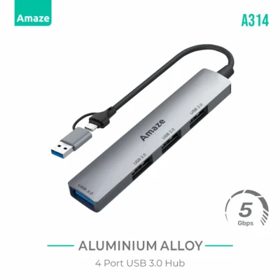 Amaze A314 USB + Type-C to 4-Port USB 3.0 Hub