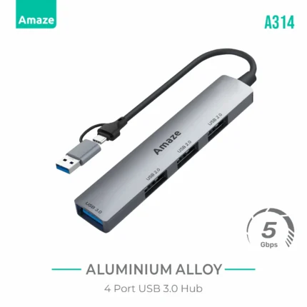 Amaze A314 USB + Type-C to 4-Port USB 3.0 Hub