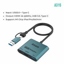 Amaze A315 Type C + USB to 3 in 1 Hub – Black