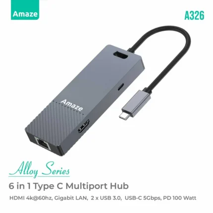 Amaze A326 Alloy Series 6-in-1 Multiport Hub