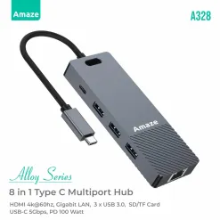 Amaze A328 8 in 1 Type C Multiport Alloy Series Hub