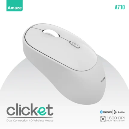 Amaze A710 Clicket Dual Mode Wireless Mouse - White