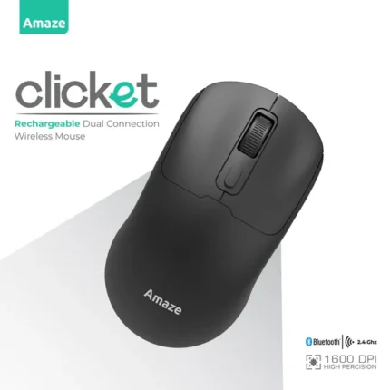 Amaze A712 Clicket Dual Wireless Rechargeable Mouse - Black