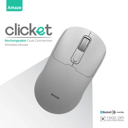 Amaze A712 Clicket Dual Wireless Rechargeable Mouse - White