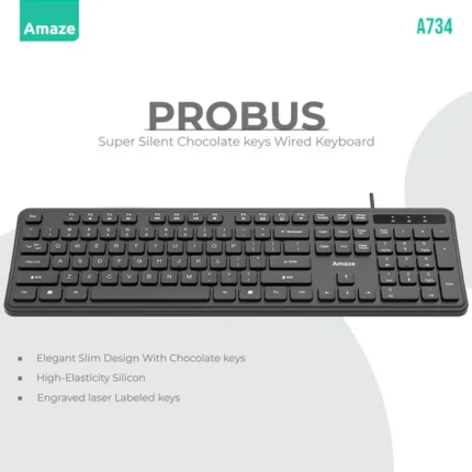 Amaze A734 Probus Super Silent Chocolate Keys Wired Keyboard
