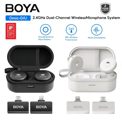 BOYA Omic D Dual Wireless Microphone For I Phone - White/Black