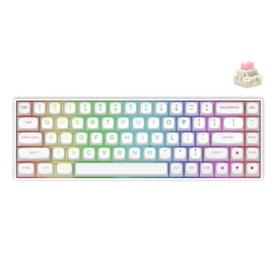 E-YOOSO HZ-68 Wired 68 Keys Mechanical Keyboard Clicky Pink Switches – White