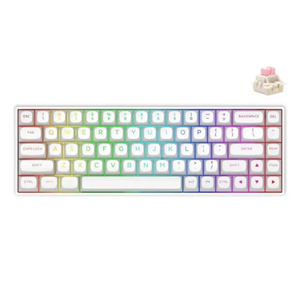 E-YOOSO HZ-68 Wired 68 Keys Mechanical Keyboard Clicky Pink Switches – White