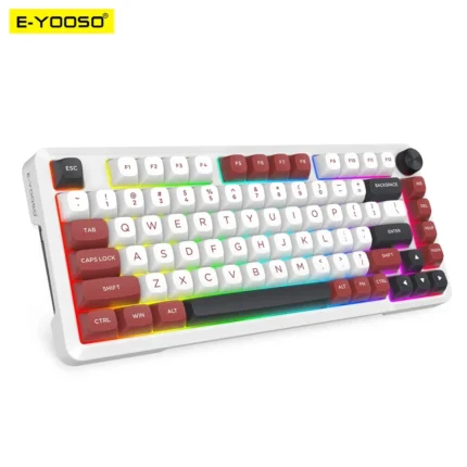 E-YOOSO Z-82 Wired 81+1 Keys Mechanical Keyboard Clicky Gray Switches - White/Red/Black