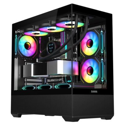 Sama Neview SV02 PC Case ATX 3x 120mm ARGB Fans - Black
