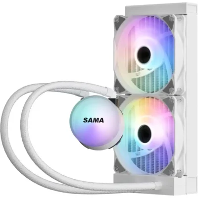 Sama SL240 White 240mm Liquid Cooler 240mm AIO Radiator Addressable RGB - White