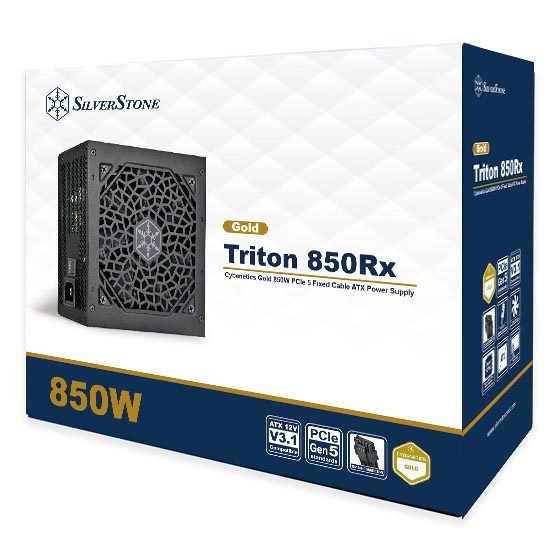SilverStone Triton 850Rx Cybenetics Gold 850W ATX 3.1 PCIe 5 Fixed Cable ATX Power Supply