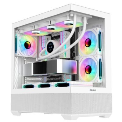 Sama Neview SV02 PC Case ATX 3x 120mm ARGB Fans - White