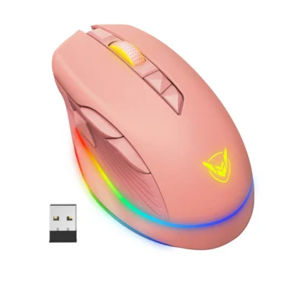 Pictek PC255A Wireless & Wired RGB Gaming Mouse - Pink