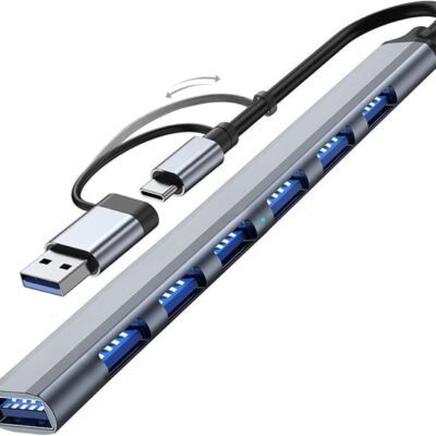 2 IN 1 7 Port Usb 3.0 Ultra Slim Portable Hub Aluminum Alloy