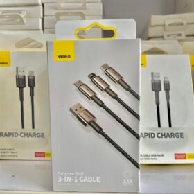 Baseus Tungsten Gold One-for-three Fast Charging Data Cable USB to M+L+C 3.5A