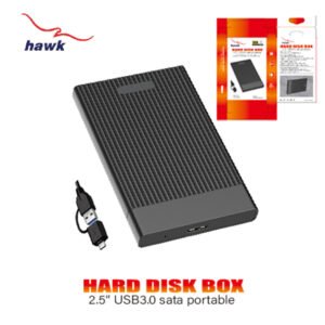 HAWK 2.5″ HDD Case USB 3.0 P26B3 with Type C to USB A + C CABLE