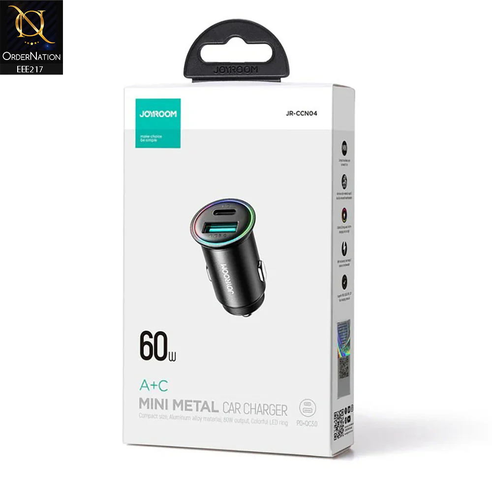 JOYROOM JR-CCN04 60W A+C mini Metal Car Charger