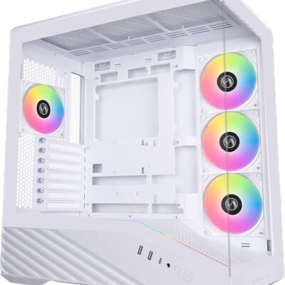 Lian Li V100 ATX Mid-Tower PC Case with 4 ARGB Fans & A Fan Breakout Board - White